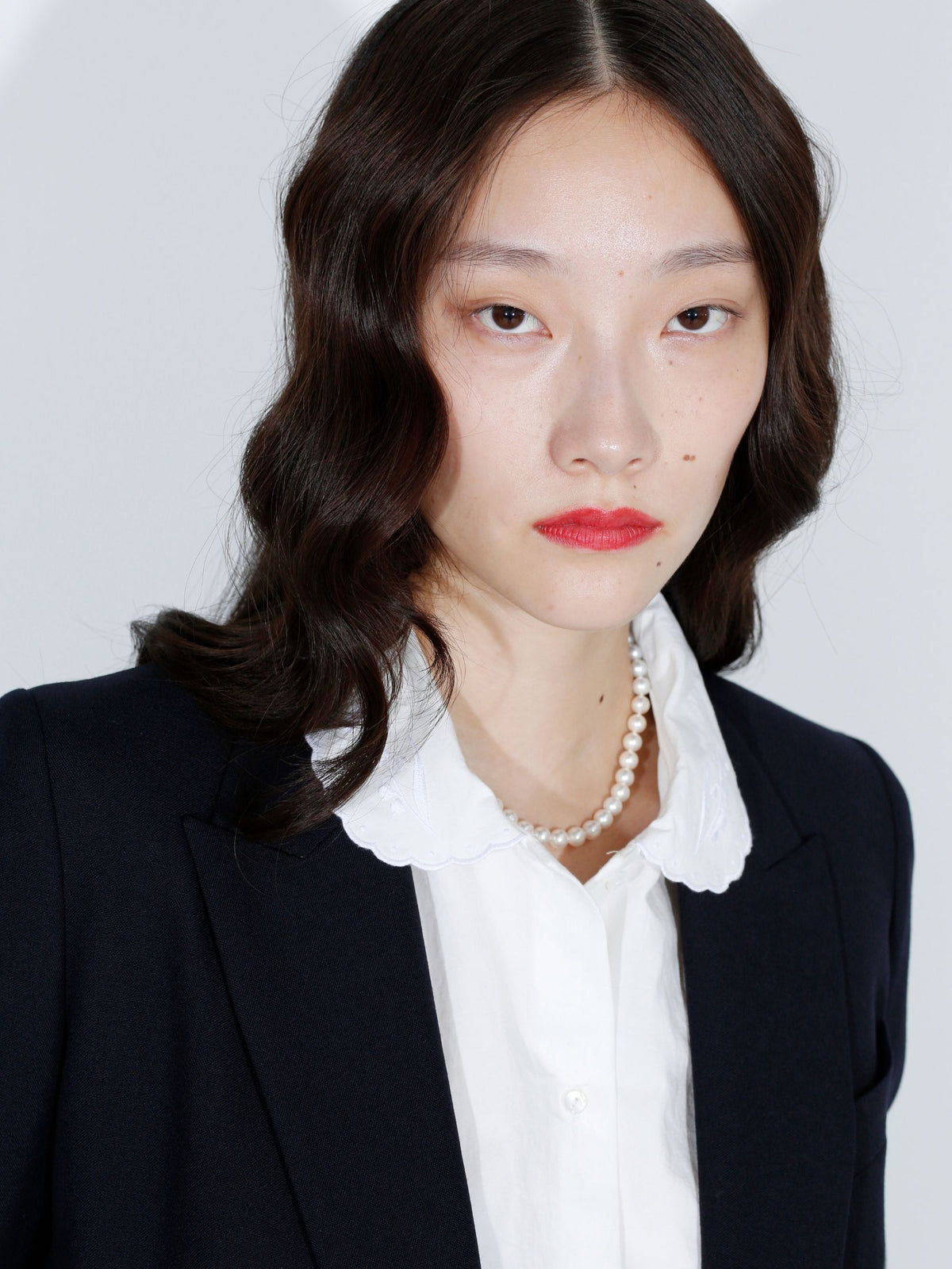 ROUND COLLAR H/S SH EMBROIDERY C/LI