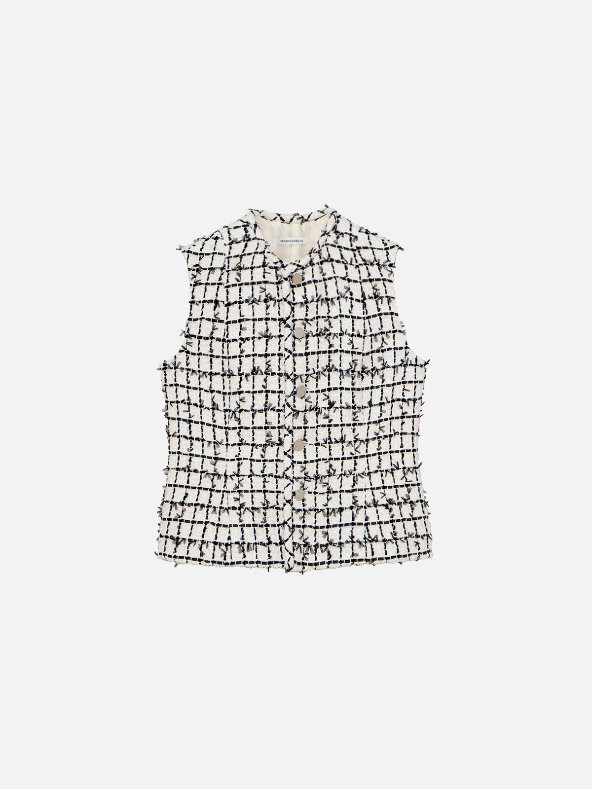 GILET COL ROND EN TWEED