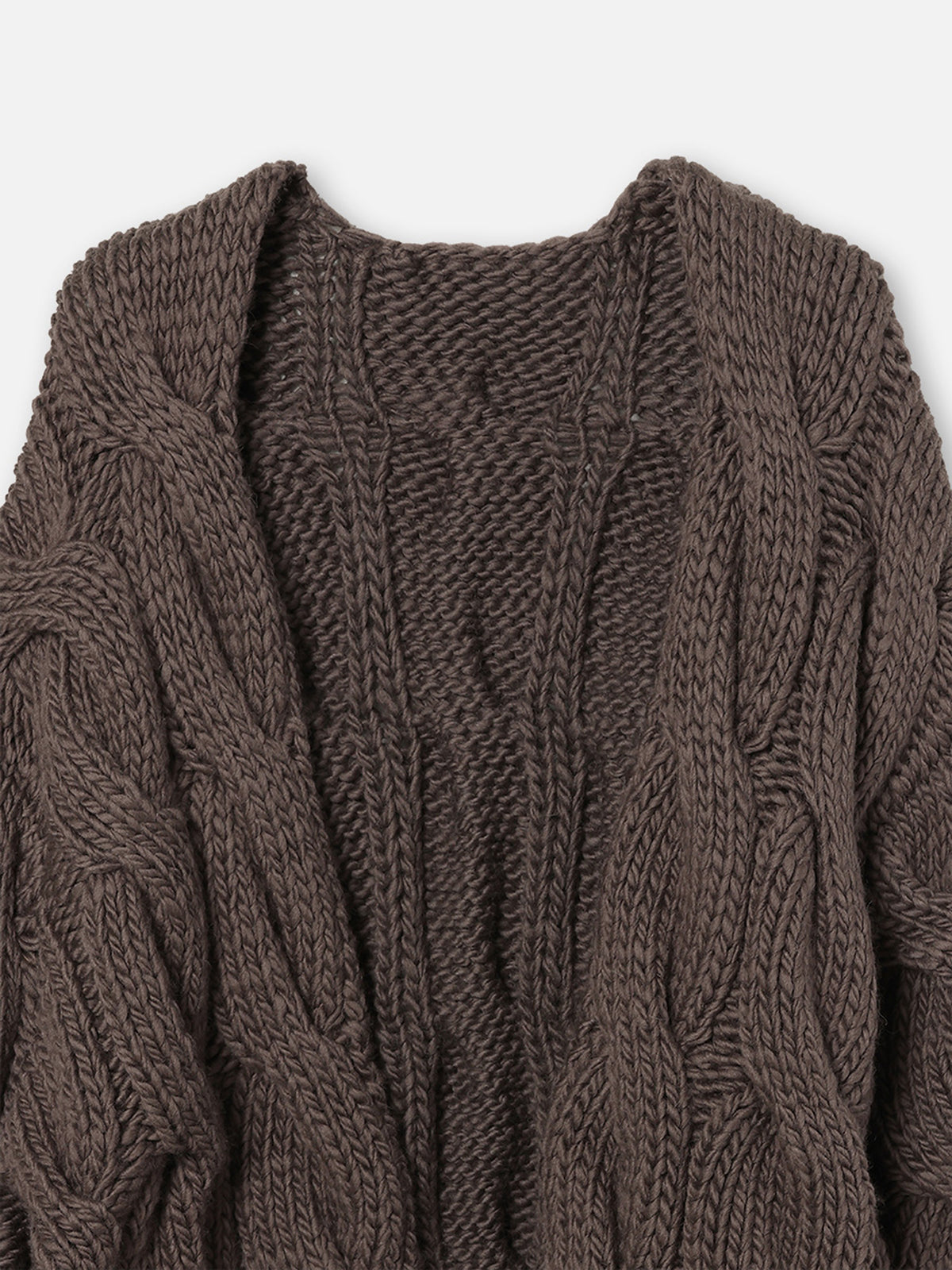 GILET-CHÂLE EN MAILLE CÂBLÉE FAIT MAIN
