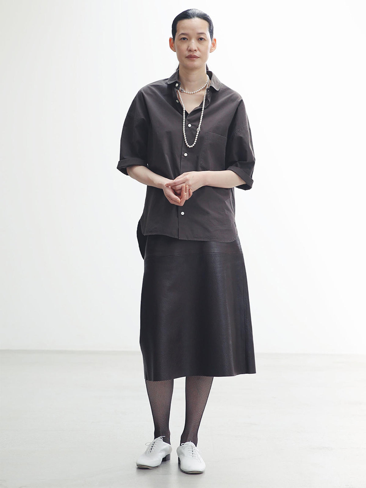 A-LINE LEATHER SKIRT