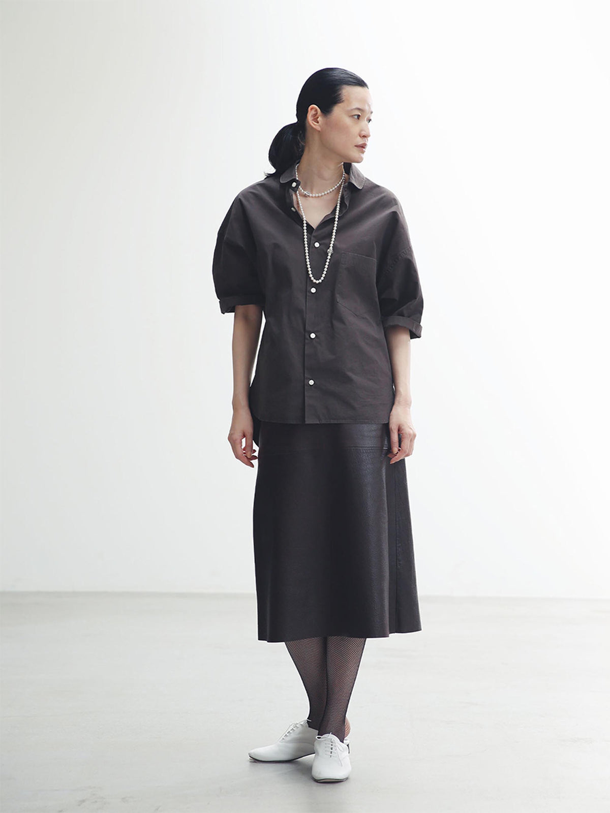 A-LINE LEATHER SKIRT